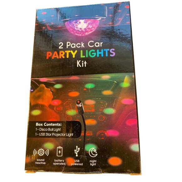 2 Pack Car Party Lights Kit USB Powered Disco Ball & Star Projector Light Sound - Picture 7 of 7